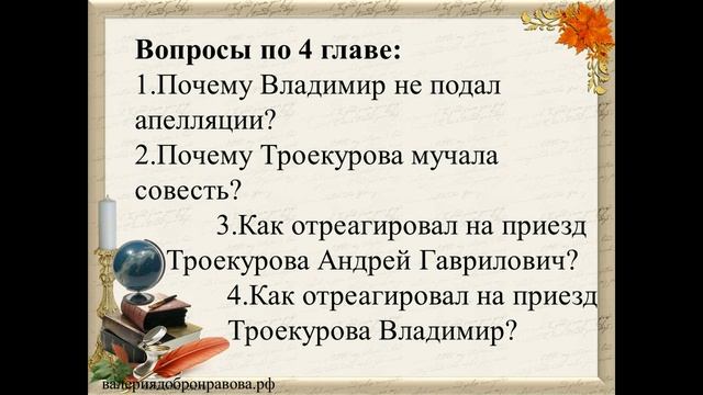 23 урок 1 четверть 6 класс. Образ Владимира Дубровского