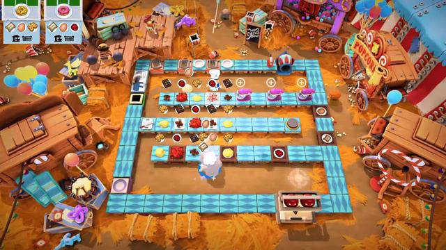 Overcooked 2 - Carnival Of Chaos 3-1 - Plate Throw Trick