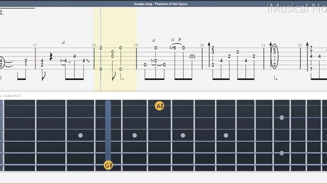 Guitar TAB (Sungha Jung) Andrew Lloyd Webber - The Phantom of the Opera | Tutorial Sheet Lesson #iM