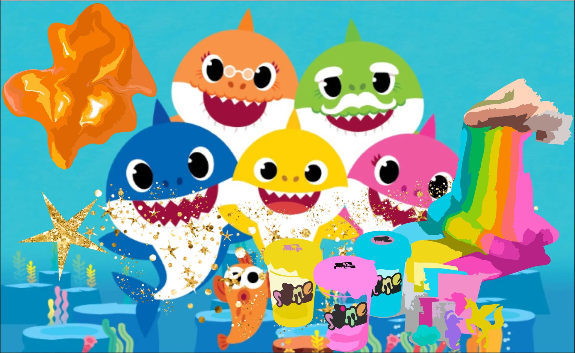 Мама акула против Акуленка, мешаем слизь, битва слаймов! Удовольствие для ушей и глаз#ASMR