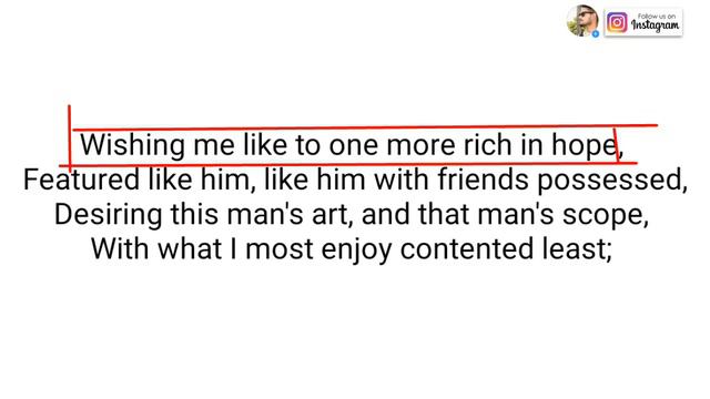 Shakespeare's Sonnet 29:    When I’m In Disgrace With Everyone And My Luck Has Deserted Me In Hindi