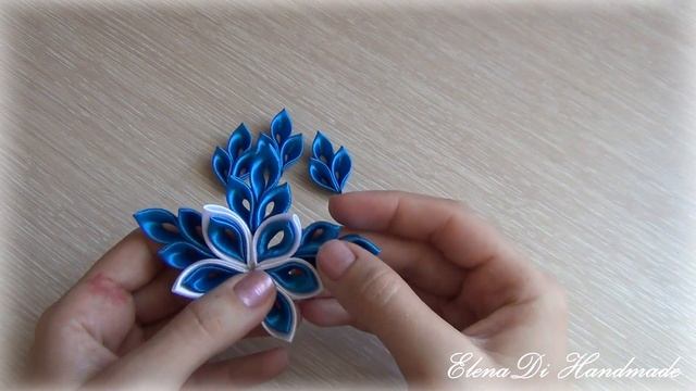 Снежинки на резиночках. Канзаши. МК.