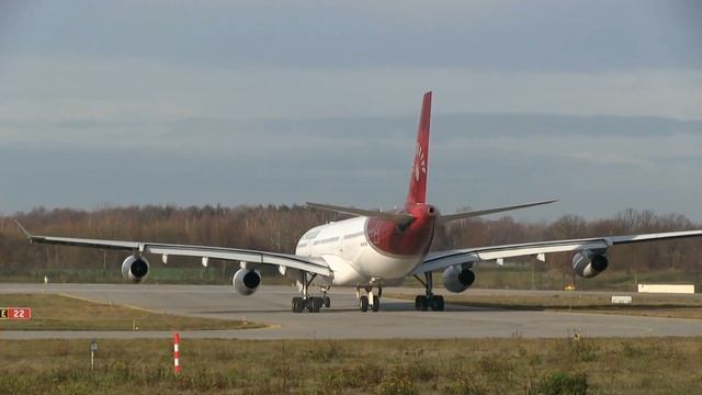 Airbus A340-300 Air Madagascar 5R-EAA Taxi & Take Off Dresden Airport