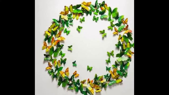 Набор объемных наклеек 3д (3D) бабочек на стене для декора