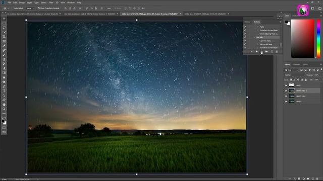 Photoshop Me Just One Click Me Star Trails Kaise Banaye | StarTrails Effect Just One Click Photosho