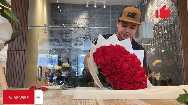 50 Pcs Rose bouquet  How to make a 50 pcs roses bouquet   Fantinfloral  valentine
