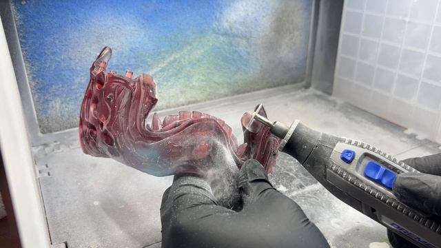 Blue and Red Clear ELEGOO Water Washable 3D Printer Resin  Oni Mask 6  prototype by AboveWongArt