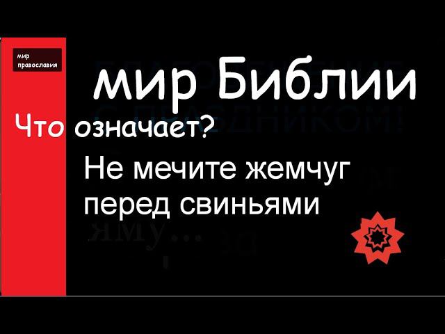 Мир Библии Крылатые выражения Не мечите  жемчуга перед свиньями мирправославия