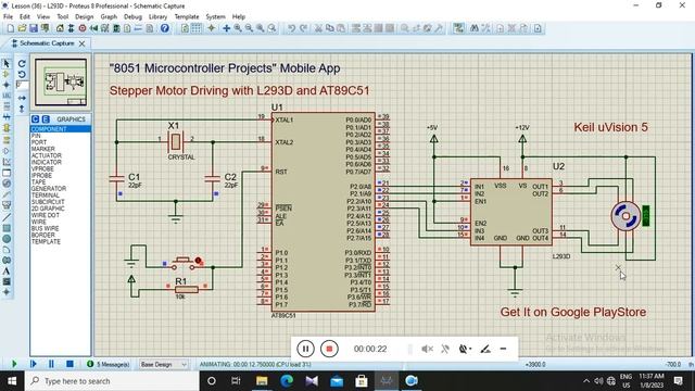 L293D Stepper Motor Driving + AT89C51 (8051 Microcontroller)