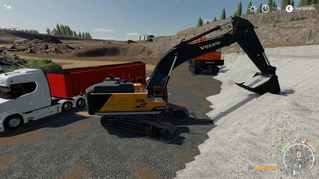 Farming Simulator 19 - SCANIA S730T And Oversized Trailer 8 Axle Unloads The Stone