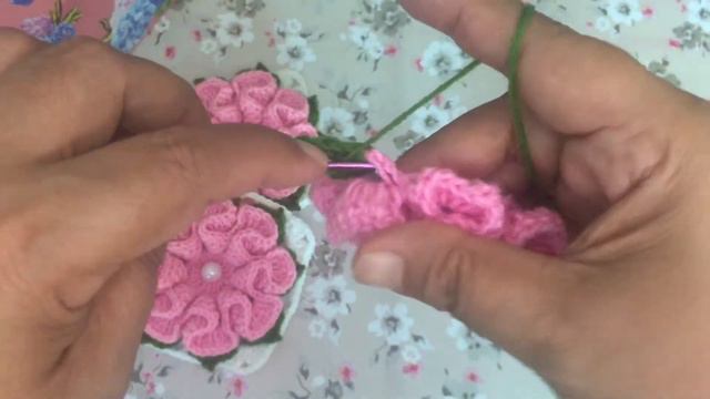How To Crochet Camelia Flower Granny Square #24