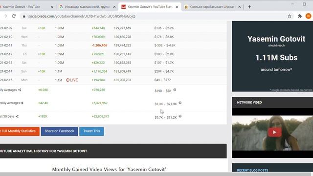 Yasemin Gotovit обзор канала сколько зарабатывает канал  YouTube ?