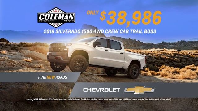 Only $38,986! The All New 2019 Chevrolet Silverado 1500 4WD Trail Boss | Coleman Chevrolet