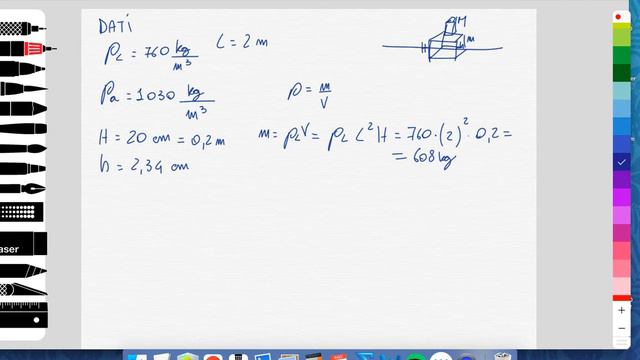 Esercizio Svolto PRINCIPIO ARCHIMEDE - Spinta Idrostatica - Corpo Parzialmente Immerso in un Fluido