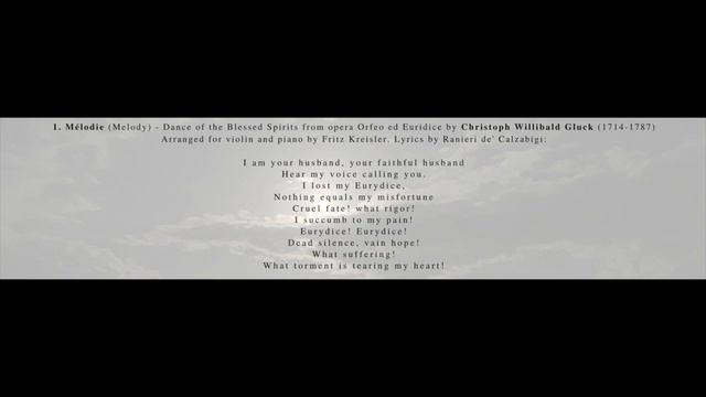 Mélodie -  By Christoph Willibald Gluck (1714-1787), Arranged For Violin And Piano.