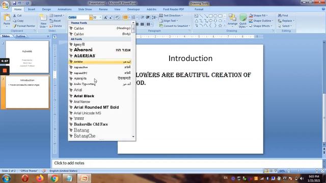 Overview Of Home Tab , Adding New Slide, Layout, Font In Powerpoint