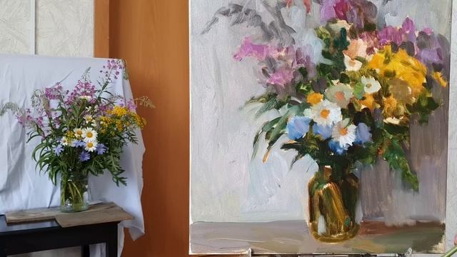 Полевые цветы. Живопись масло. Видеоурок.