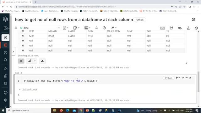 Pyspark Scenarios 9 : How to get Individual column wise null records count pyspark  databricks