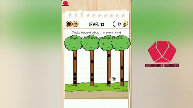 Brain Test 2 Emily's Farm Level 13 Emily Heard About A Rare Red Squirrel In These Woods Find It