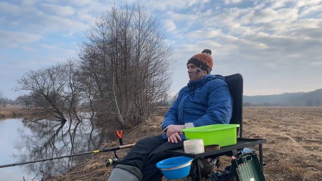 Фидер в марте на реке, первый весенний выезд