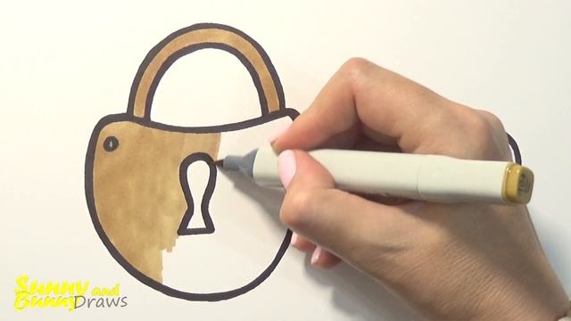 Рисунок и раскраска Замок и ключ - Рисунки для детей | Sunny Yellow Art