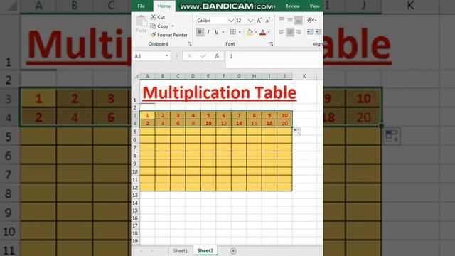 #short How To Make Multiplication Table Ms Excel Without Formula