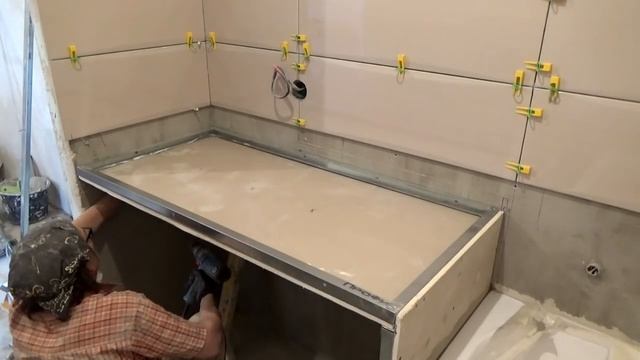 Столешница в ванной из гипсокартона.  Высотка