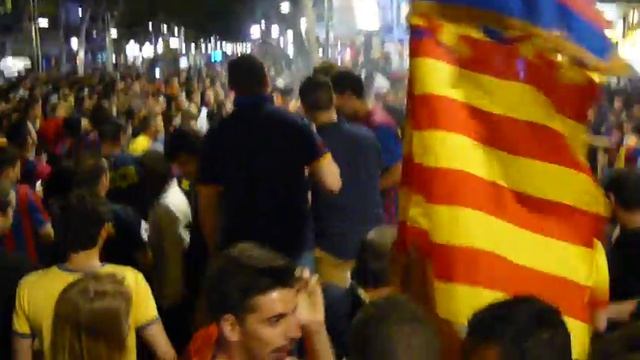 Барселона - чемпион Испании. Празднование на Рамбле. Barcelona - Once Again Champion Of Spain