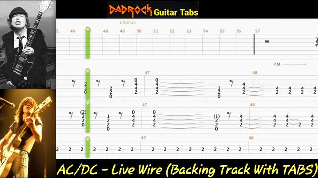 Live Wire - AC/DC - Guitar + Bass Backing Track With TABS