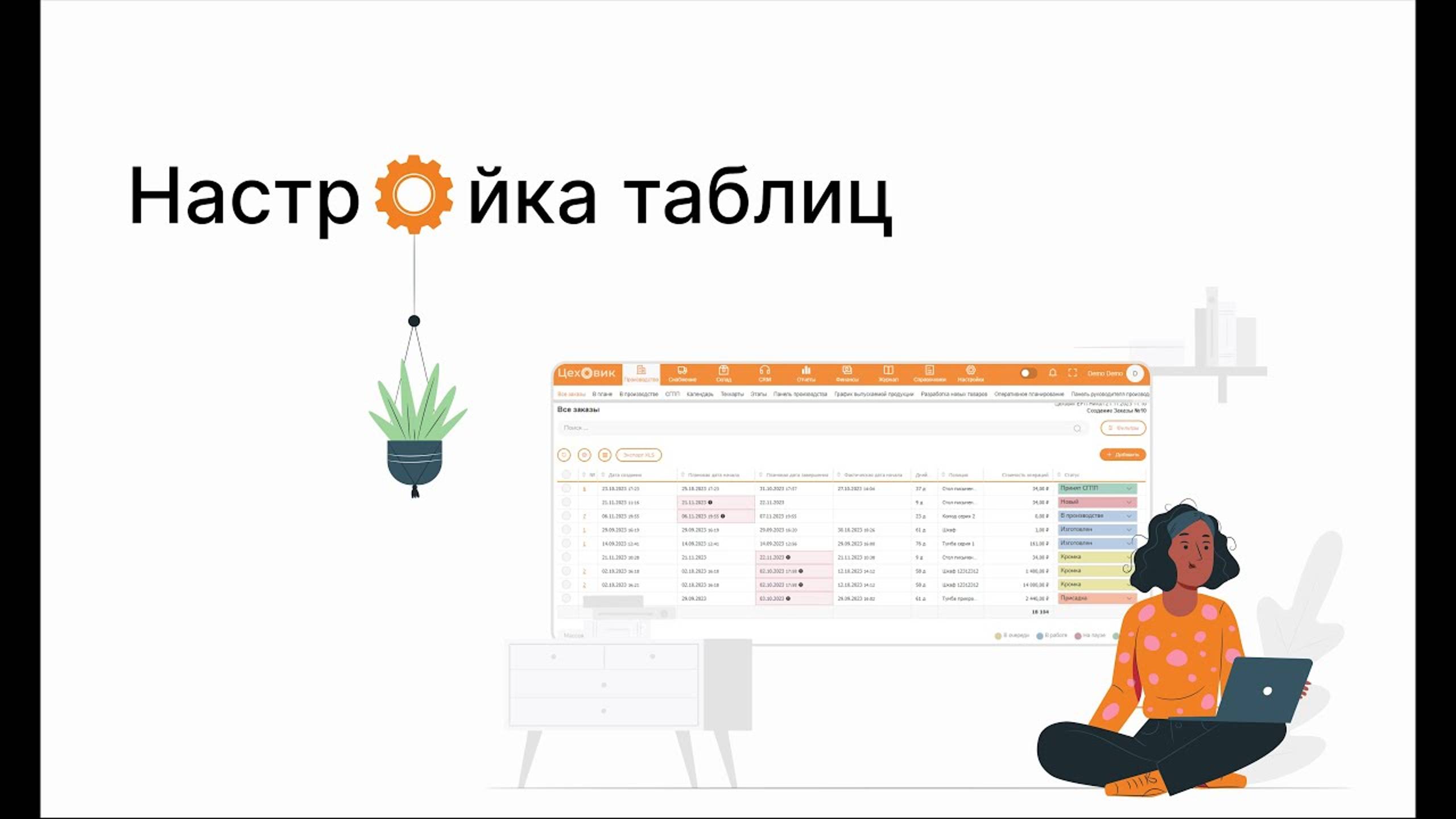 Настройка внешнего вида таблиц в ERP Цеховик