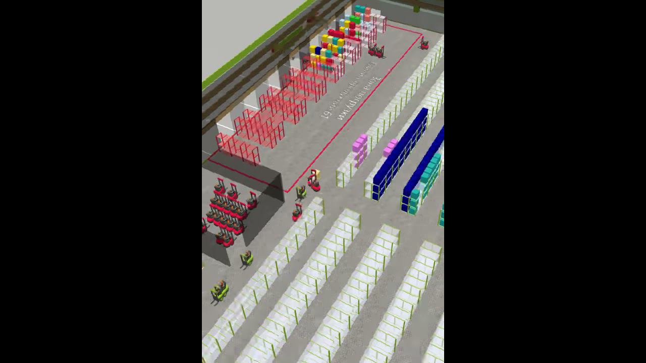 Цифровой двойник складского комплекса в Anylogic. Расчёт ресурсов. Оптимизация планировки #Shorts