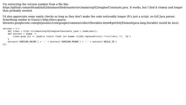 Parsing Version Number From A Java Source File