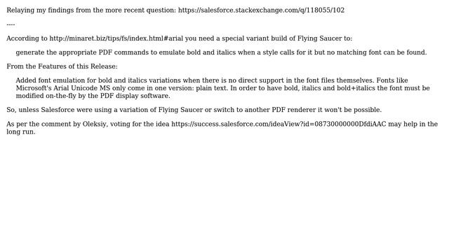 Visualforce: Rendering PDF With International Characters And Bold/italic - Arial Unicode MS Not...