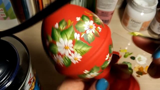 Роспись декоративной шкатулки-яйца 3 часть