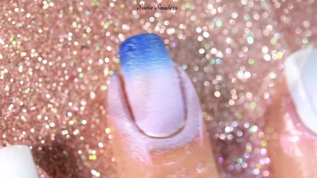 Lilac Blue Gradient Nail Art/ Сиренево-синий градиент