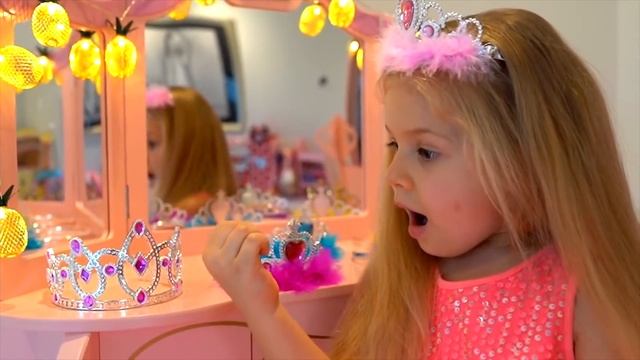 Diana pretend play with dress up and make up toys