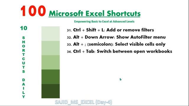 100 Excel Shortcuts Day 4 | Excel Shortcut And Tricks #exceltips #exceltricks #excelshortcuts
