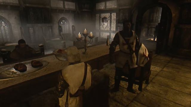 Medieval Skyrim. Beautiful Girl And Temple Of Templars