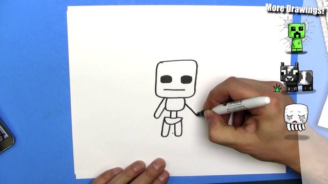 How To Draw A Cute Cartoon Minecraft Skeleton - EASY Chibi - Step By Step - Kawaii