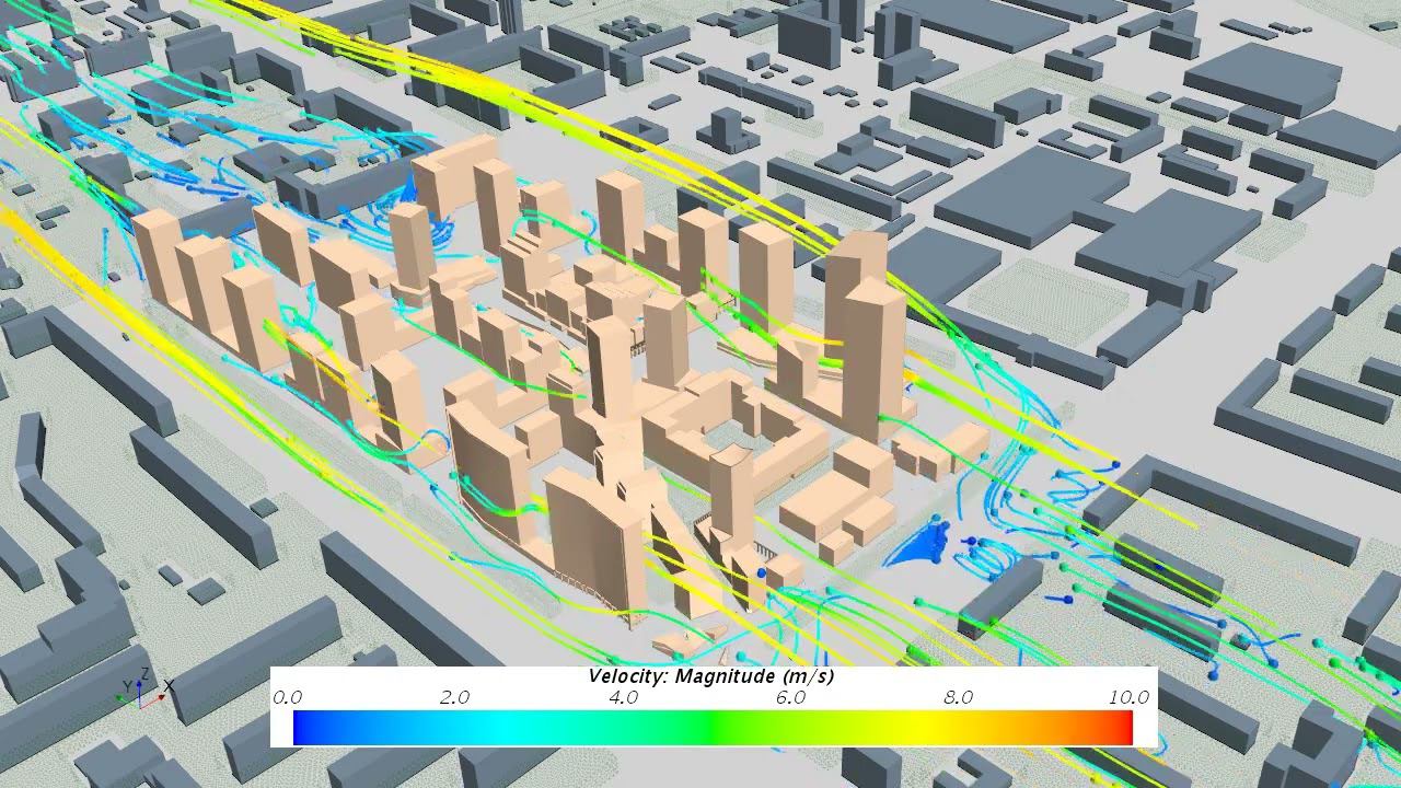 Траектории движения воздуха при движении в городской среде