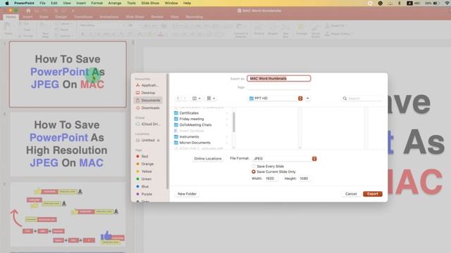 How To Save PowerPoint As JPEG On MAC - At High Resolution