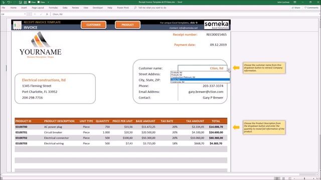 Receipt Invoice Excel Template | Printable  Receipt Template