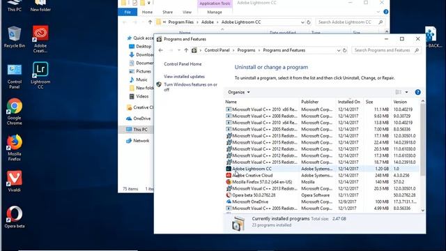 Uninstall Adobe Lightroom CC 2018 On Windows 10