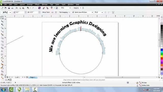 24 CorelDRAW Full Tutorial For Beginners | How To Write Curve Text In Corel Draw Fit Text To Path