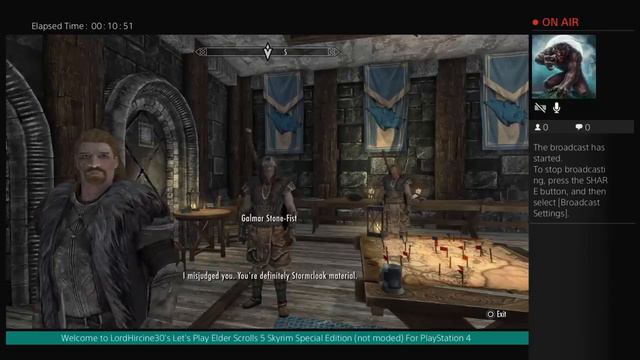 LordHircine30's Live PS4 Broadcast(Elder Scrolls 5 Skyrim Special Edition  No Mods)Episode 5