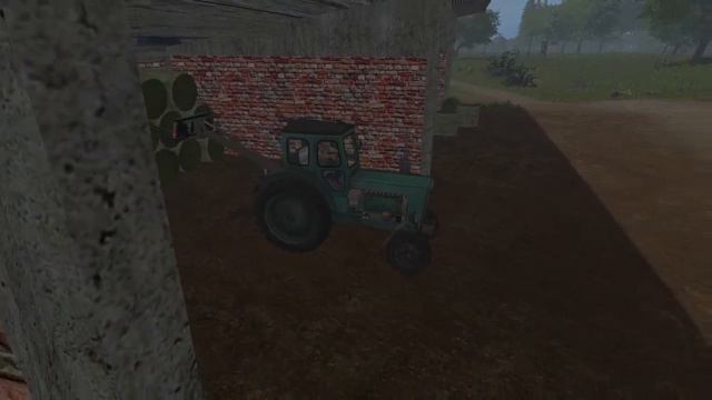Farming Simulator 17 Курай. Уборка на территории коровника. Сложил рулоны под навес.