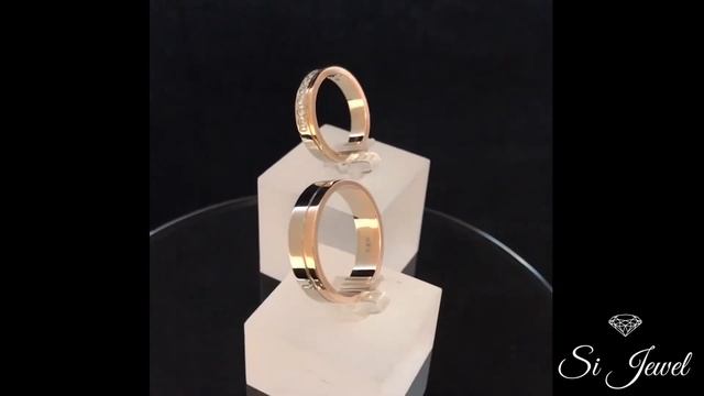 Обручальные кольца двухсплавные с камнями