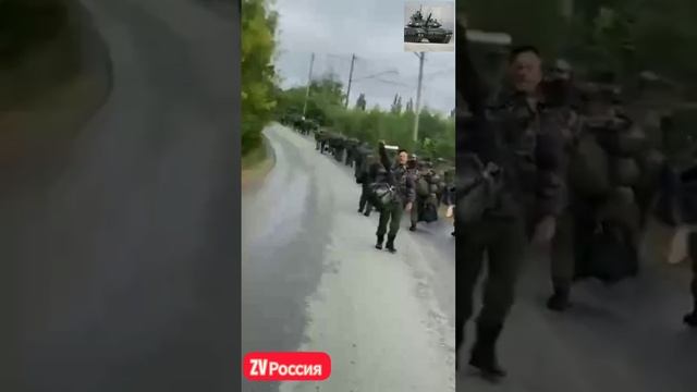 Краснодарский Край Огромная колонна мобилизованных с высоким боевым духом