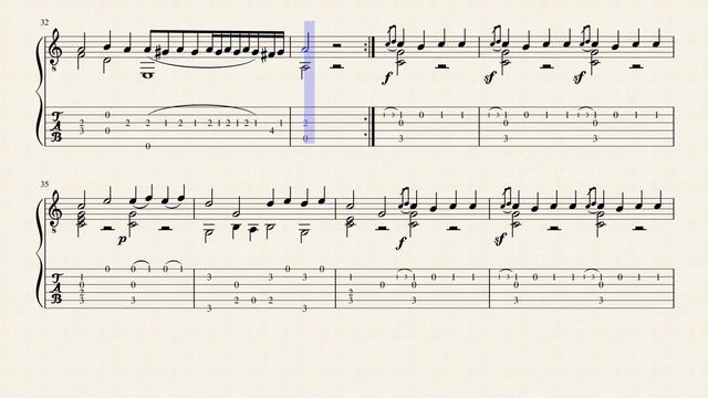 La Romanesca - Napoléon Coste (1805 - 1883) - Tablature