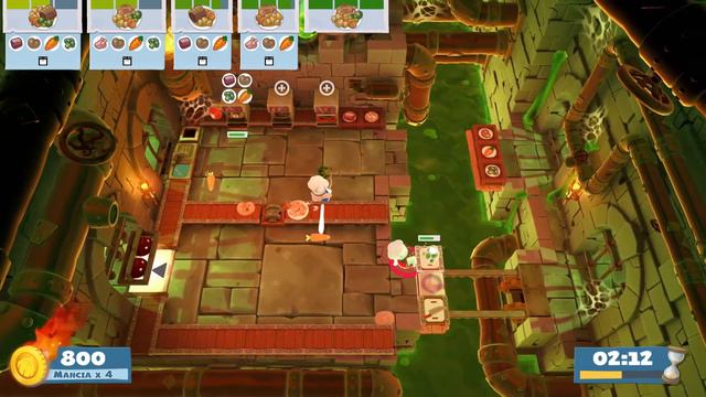 Overcooked 2. Night of the Hangry Horde 1-3 | 2 players online coop 4 stars | Score: 1720